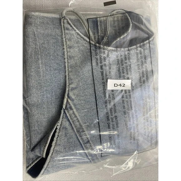 Alice + Olivia Jeans Jaymee Tie Neck Cropped Denim Halter Top Women's Sz 6 - Picture 12 of 12